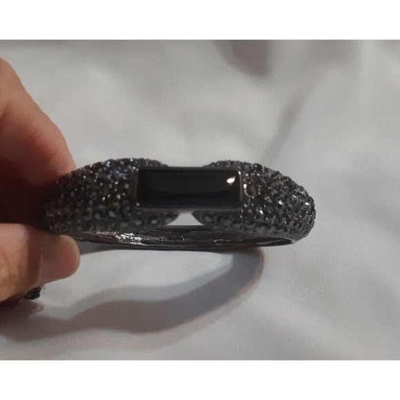 Fifth Avenue Ladie's Cuff Bracelet Black Swarovski Baguette & Round Crystals - Picture 5 of 10